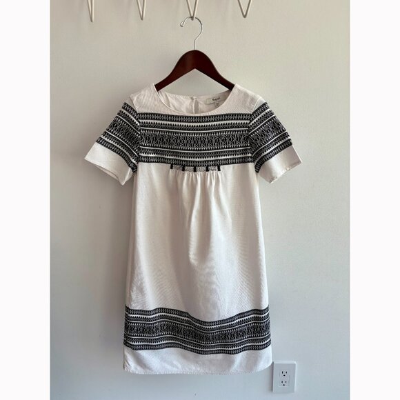 Madewell Cabana Jacquard Ivory with Black Embroidery Shift Dress - Picture 4 of 8